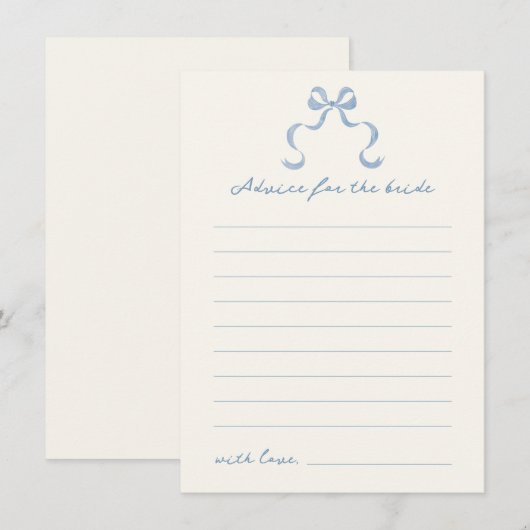 Blue Hand Drawn Bow Vrijgezellenfeest Advies Kaart (Voorkant / Achterkant)