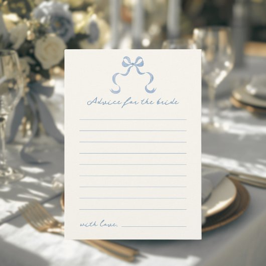 Blue Hand Drawn Bow Vrijgezellenfeest Advies Kaart