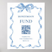Blue Hand Drawn Bow Wedding Honeymoon Fund Poster (Voorkant)