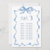 Blue Hand Drawn Bow Wedding Seating Chart Kaart (Voorkant)