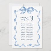 Blue Hand Drawn Bow Wedding Seating Chart Kaart (Achterkant)