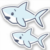 Blue Hand-Drawn Cartoon Baby Shark Scrapbook Sticker (Voorkant)