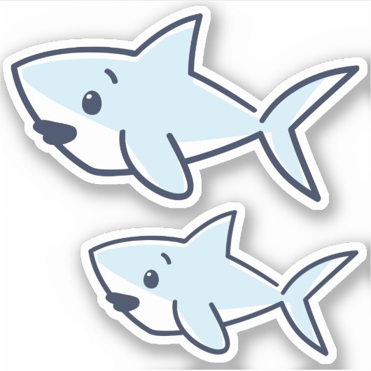 Blue Hand-Drawn Cartoon Baby Shark Scrapbook Sticker (Voorkant)