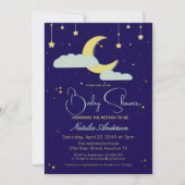 Blue Hand Drawn Celestial Star Moon Baby shower Kaart (Voorkant)