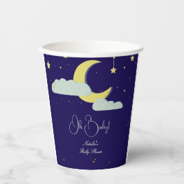 Blue Hand Drawn Celestial Star Moon Baby shower Papieren Bekers