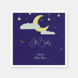 Blue Hand Drawn Celestial Star Moon Baby shower Servet