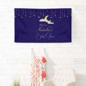Blue Hand Drawn Celestial Star Moon Baby shower Spandoek (Insitu)