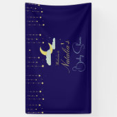 Blue Hand Drawn Celestial Star Moon Baby shower Spandoek (Verticaal)