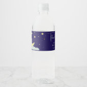 Blue Hand Drawn Celestial Star Moon Baby shower Waterfles Etiket (Voorkant)