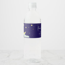 Blue Hand Drawn Celestial Star Moon Baby shower Waterfles Etiket