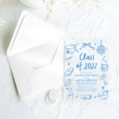 Blue Hand Drawn Class of 2027 Graduation Party Acryl Uitnodigingen