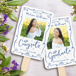 Blue Hand Drawn Doodle Graduation 2 Photo White Handwaaier