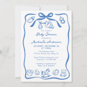 Blue Hand Drawn Doodle Whimsical Boy Baby shower Kaart (Voorkant)