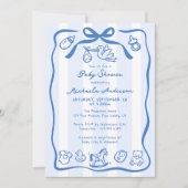 Blue Hand Drawn Doodle Whimsical Boy Baby shower Kaart (Voorkant)