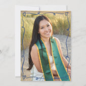 Blue Hand Drawn Doodles Style Photo Graduate Party Kaart (Achterkant)