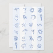 Blue Hand Drawn Doodles Verjaardag Strandfeest Kaart (Achterkant)