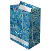 Blue Hand Drawn Floral Waterverf Pattern Medium Cadeauzakje (Voorkant Gekanteld)