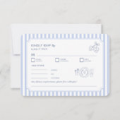 Blue Hand Drawn French Doodle Menu RSVP (Voorkant)