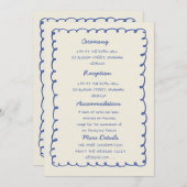 Blue hand drawn heart Whimsical Wedding details Kaart (Voorkant / Achterkant)