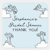 Blue Hand Drawn Match Made In Heaven Bridal Shower Vierkante Sticker (Voorkant)