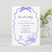 Blue Hand Drawn Pizza Baby shower Invitation Boy Kaart (Staand voorkant)