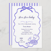 Blue Hand Drawn Pizza Baby shower Invitation Boy Kaart (Voorkant / Achterkant)