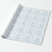 Blue Hand-Drawn Ski You Soon Boy Baby Shower Cadeaupapier (Uitgerold)
