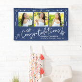 Blue Hand Drawn Style Doodles Graduation 3 Photo Spandoek (Insitu)