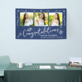 Blue Hand Drawn Style Doodles Graduation 3 Photo Spandoek (Beurs)