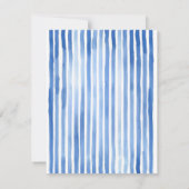 Blue hand drawn vintage stripes wedding RSVP kaartje (Achterkant)