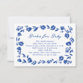 Blue Hand Drawn Whimsical Flower Book voor Baby RSVP Kaartje (Voorkant)