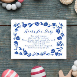 Blue Hand Drawn Whimsical Flower Book voor Baby RSVP Kaartje
