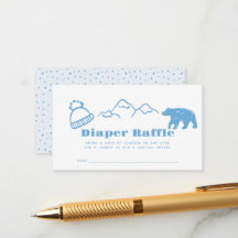 Blue Hand-Drawn Winter Baby Diaper Raffle Ticket