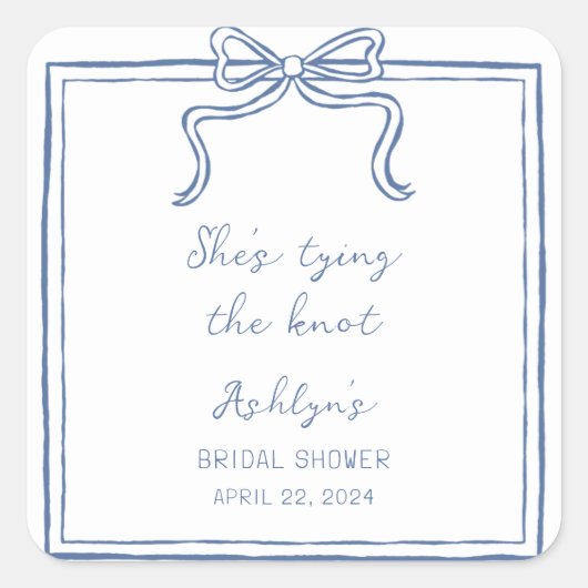 Blue Hand Drawn Ze bindt de knoop Sticker (Voorkant)