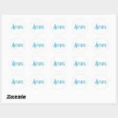 Blue hand lettered complimentary word Astute Ronde Sticker (Vel)