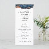 Blue Hand Painted Marble Wedding Ceremony Programm Programmakaart (Staand voorkant)