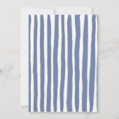 Blue  Hand Written Pinstripes Whimsical Wedding Kaart (Achterkant)