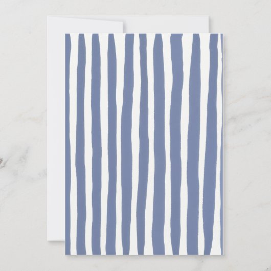 Blue  Hand Written Pinstripes Whimsical Wedding Kaart (Achterkant)