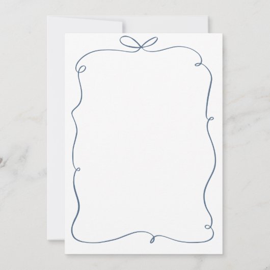 Blue Handgetrokken Bow Elephant Baby shower Boy Kaart (Achterkant)