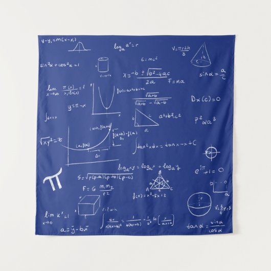 Blue Handwritten Math Formulas and Equations Wandkleed (Voorkant)