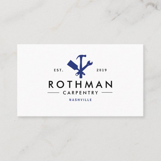 Blue Handyman / Carpenter Tools Home Improvement Visitekaartje (Voorkant)