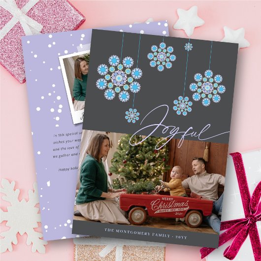 Blue Hanging Festive Ornamenten Winter Wonderland Feestdagenkaart