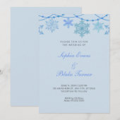 Blue Hanging Lights en Snowflakes Blue Wedding Kaart (Voorkant / Achterkant)