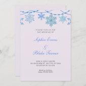 Blue Hanging Lights en Snowflakes Paarse bruiloft Kaart (Voorkant / Achterkant)