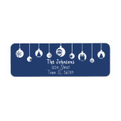 Blue Hanging Ornament Return Address Label (Voorkant)