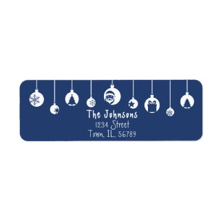 Blue Hanging Ornament Return Address Label