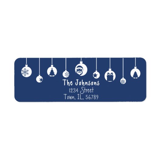 Blue Hanging Ornament Return Address Label (Voorkant)