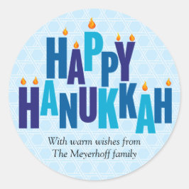 Blue Hanukkah Candle Lights Ronde Sticker