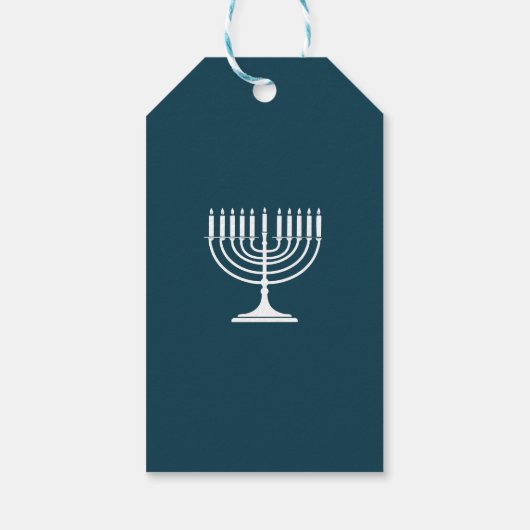 Blue Hanukkah Gift Tag Cadeaulabel (Achterkant)
