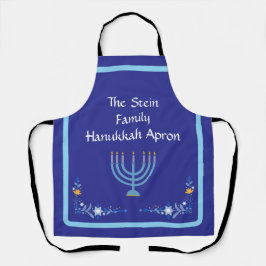 Blue HANUKKAH Menorah Aanpassen Schort